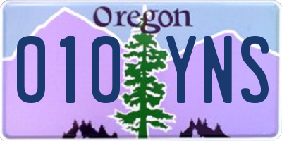 OR license plate 010YNS