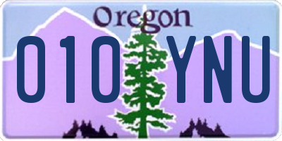 OR license plate 010YNU