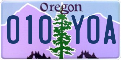 OR license plate 010YOA