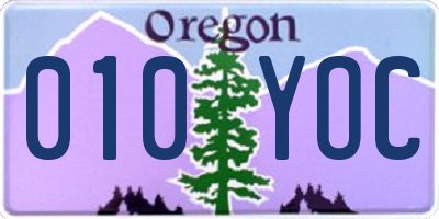 OR license plate 010YOC