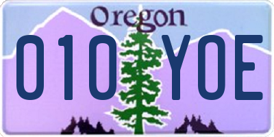 OR license plate 010YOE
