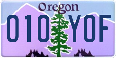 OR license plate 010YOF