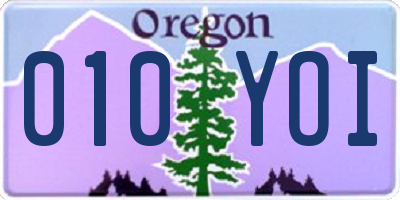 OR license plate 010YOI
