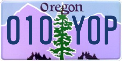 OR license plate 010YOP