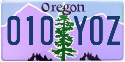 OR license plate 010YOZ