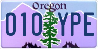 OR license plate 010YPE