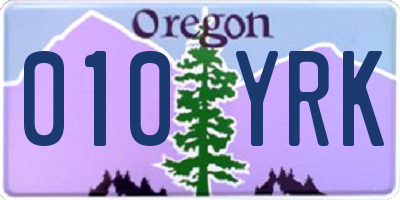 OR license plate 010YRK