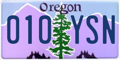 OR license plate 010YSN