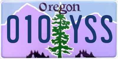 OR license plate 010YSS