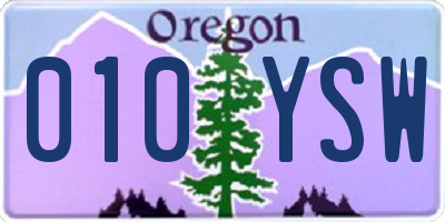 OR license plate 010YSW