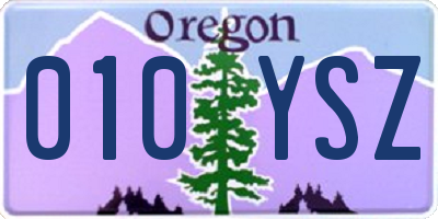 OR license plate 010YSZ
