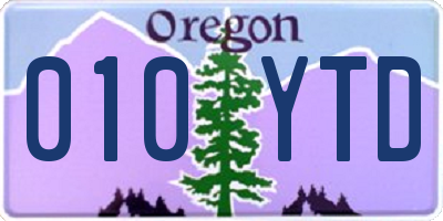 OR license plate 010YTD