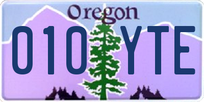 OR license plate 010YTE