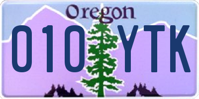 OR license plate 010YTK