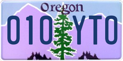 OR license plate 010YTO