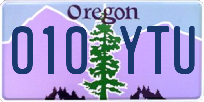 OR license plate 010YTU