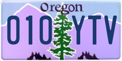 OR license plate 010YTV