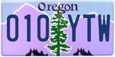 OR license plate 010YTW