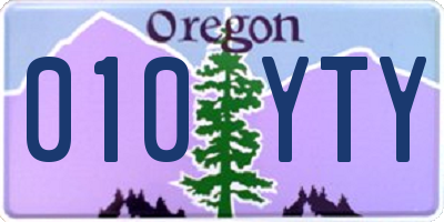 OR license plate 010YTY