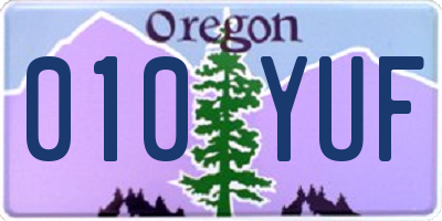 OR license plate 010YUF