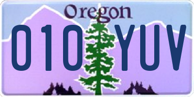 OR license plate 010YUV
