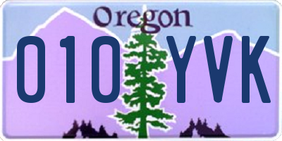 OR license plate 010YVK