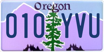 OR license plate 010YVU