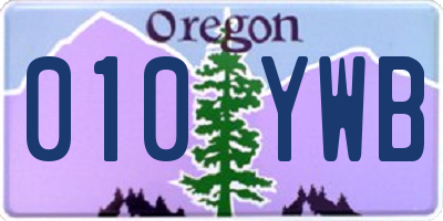 OR license plate 010YWB