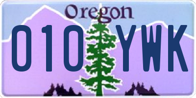 OR license plate 010YWK