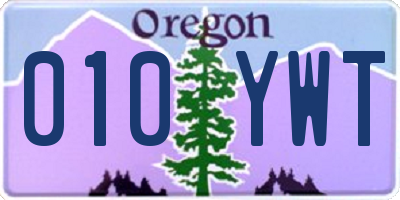 OR license plate 010YWT