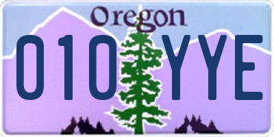 OR license plate 010YYE
