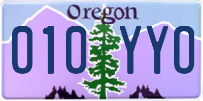 OR license plate 010YYO