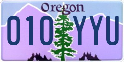 OR license plate 010YYU