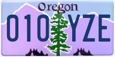 OR license plate 010YZE