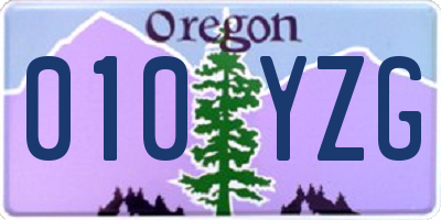 OR license plate 010YZG