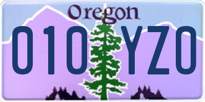 OR license plate 010YZO