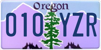 OR license plate 010YZR