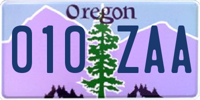 OR license plate 010ZAA