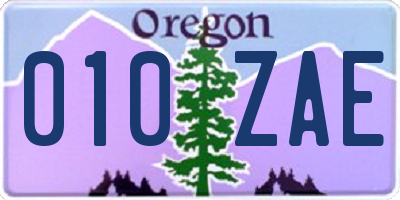 OR license plate 010ZAE