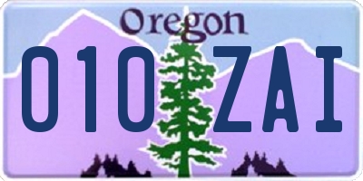 OR license plate 010ZAI