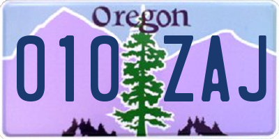 OR license plate 010ZAJ