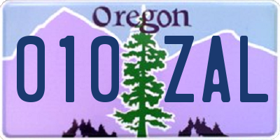 OR license plate 010ZAL