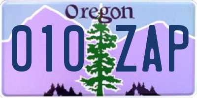 OR license plate 010ZAP