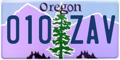 OR license plate 010ZAV