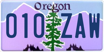 OR license plate 010ZAW