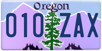 OR license plate 010ZAX