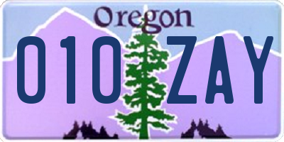 OR license plate 010ZAY