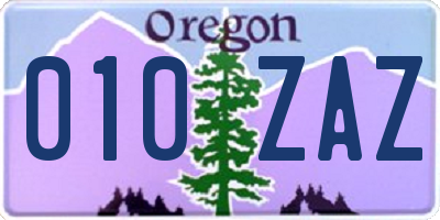 OR license plate 010ZAZ