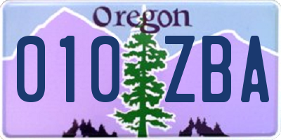 OR license plate 010ZBA