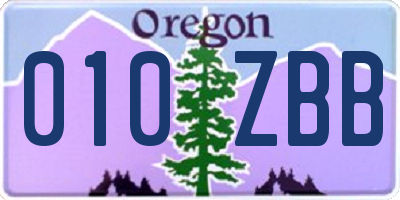 OR license plate 010ZBB